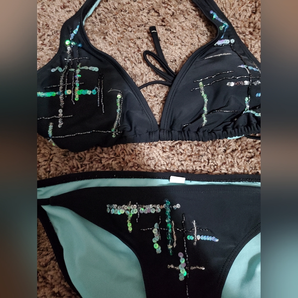 Black & Blue Bathing Suit - Picture 2 of 5